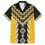 Yellow Niho Taniwha Mix Poutama Family Matching Off The Shoulder Long Sleeve Dress and Hawaiian Shirt Unique Taniko Aotearoa