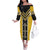 Yellow Niho Taniwha Mix Poutama Family Matching Off The Shoulder Long Sleeve Dress and Hawaiian Shirt Unique Taniko Aotearoa