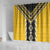Yellow Niho Taniwha Mix Poutama Shower Curtain Unique Taniko Aotearoa