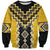 Yellow Niho Taniwha Mix Poutama Sweatshirt Unique Taniko Aotearoa