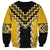 Yellow Niho Taniwha Mix Poutama Sweatshirt Unique Taniko Aotearoa