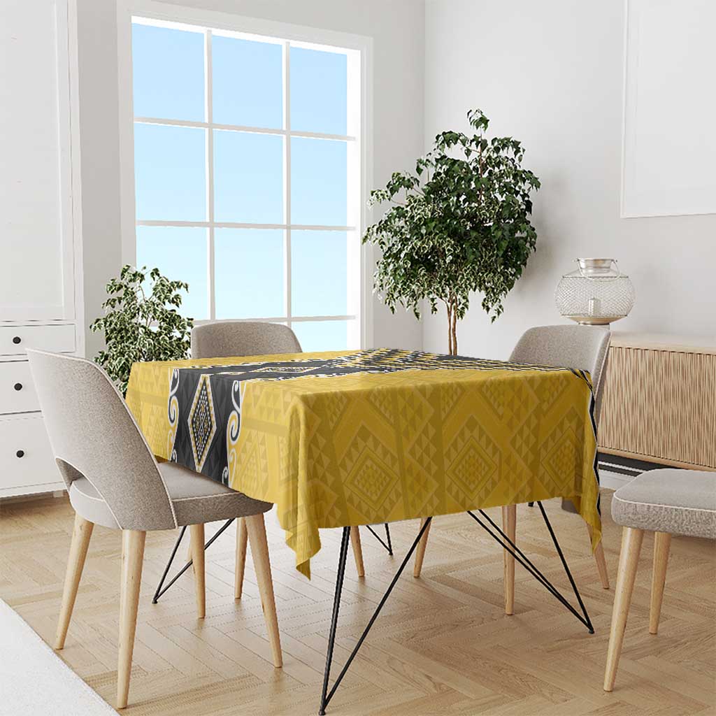 Yellow Niho Taniwha Mix Poutama Tablecloth Unique Taniko Aotearoa