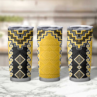 Yellow Niho Taniwha Mix Poutama Tumbler Cup Unique Taniko Aotearoa