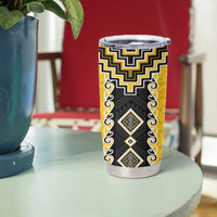 Yellow Niho Taniwha Mix Poutama Tumbler Cup Unique Taniko Aotearoa