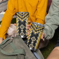 Yellow Niho Taniwha Mix Poutama Tumbler Cup Unique Taniko Aotearoa