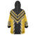 Yellow Niho Taniwha Mix Poutama Wearable Blanket Hoodie Unique Taniko Aotearoa
