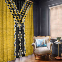 Yellow Niho Taniwha Mix Poutama Window Curtain Unique Taniko Aotearoa
