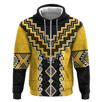 Yellow Niho Taniwha Mix Poutama Zip Hoodie Unique Taniko Aotearoa LT01 Zip Hoodie Yellow - Polynesian Pride