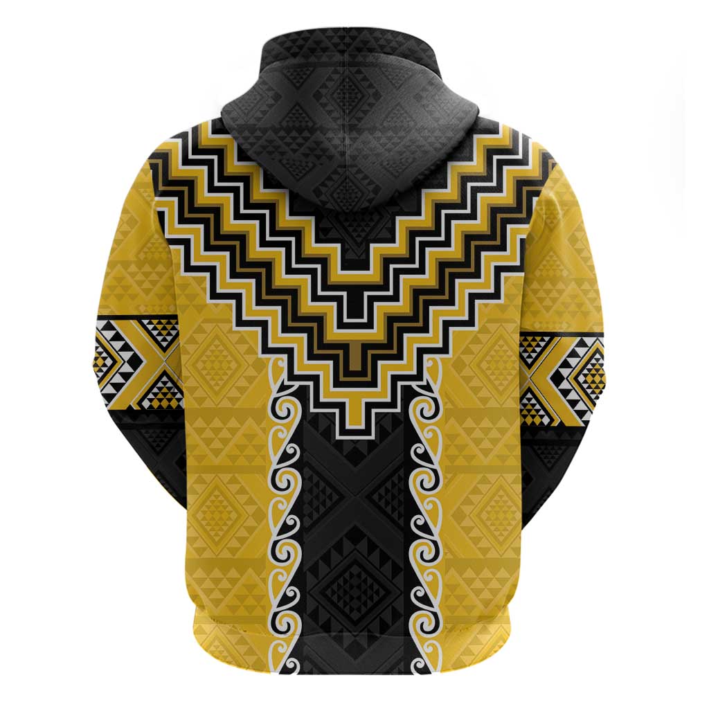 Yellow Niho Taniwha Mix Poutama Zip Hoodie Unique Taniko Aotearoa LT01 - Polynesian Pride