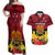 Papua New Guinea Couples Matching Off Shoulder Maxi Dress and Hawaiian Shirt Bird Of Paradise Mix Polynesian Pattern LT01 Red - Polynesian Pride