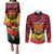 Papua New Guinea Couples Matching Puletasi Dress and Long Sleeve Button Shirts Bird Of Paradise Mix Polynesian Pattern LT01 Red - Polynesian Pride