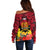 Papua New Guinea Off Shoulder Sweater Bird Of Paradise Mix Polynesian Pattern LT01 - Polynesian Pride