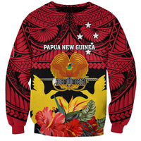 Papua New Guinea Sweatshirt Bird Of Paradise Mix Polynesian Pattern LT01 Unisex Red - Polynesian Pride