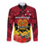 Personalised Papua New Guinea Long Sleeve Button Shirt Bird Of Paradise Mix Polynesian Pattern LT01 Unisex Red - Polynesian Pride