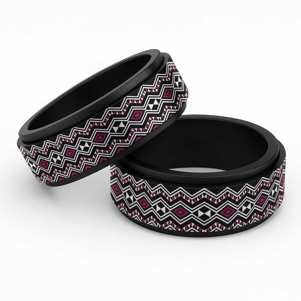 Aotearoa Pink Taniko Pattern Special Spinner Ring - Polynesian Pride