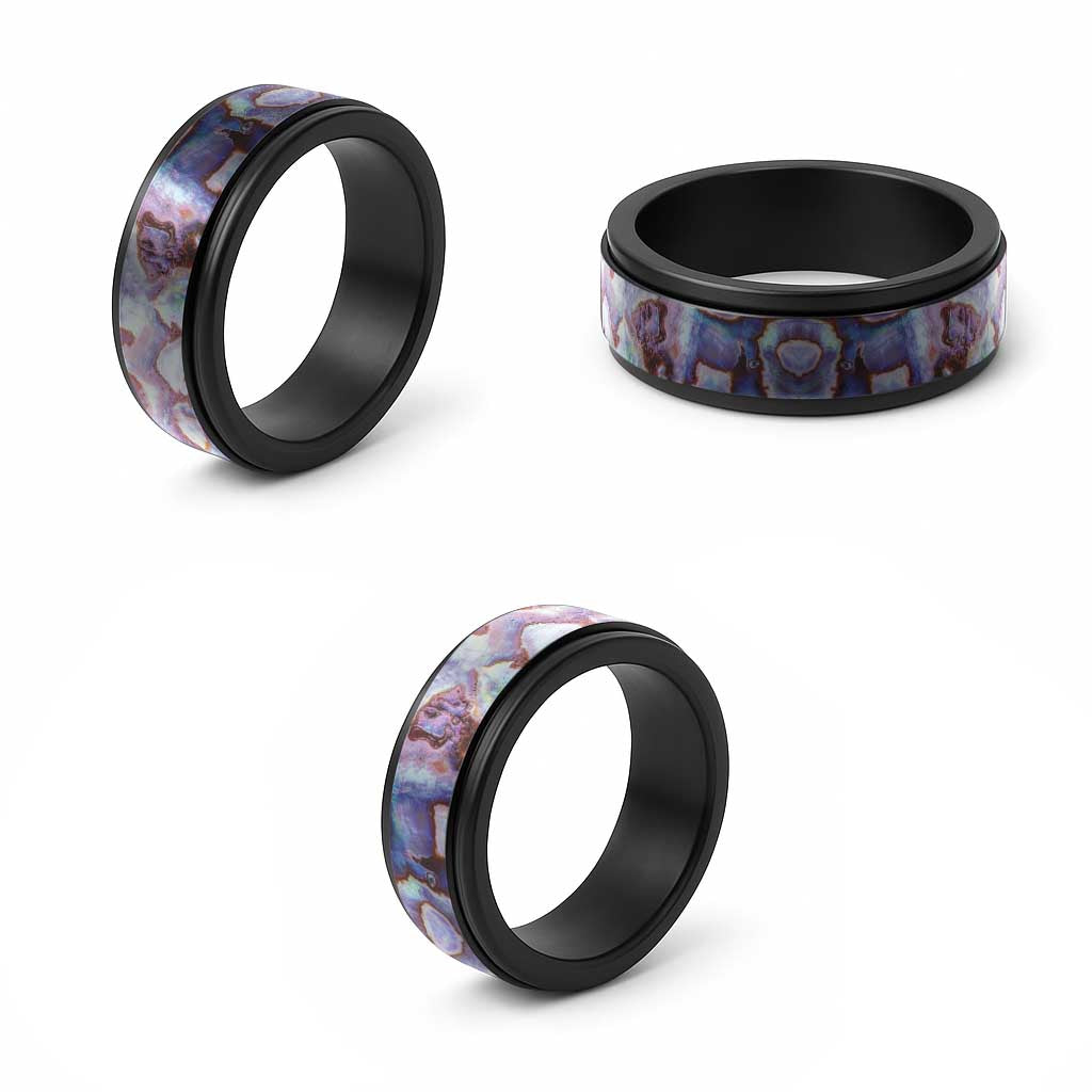 Purple Pastel Paua Shell Pattern Unique Spinner Ring - Polynesian Pride