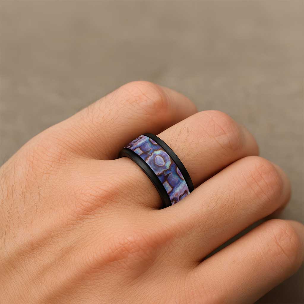 Purple Pastel Paua Shell Pattern Unique Spinner Ring - Polynesian Pride