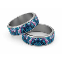 Turquoise Pink Paua Shell Pattern Unique Classic Ring - Polynesian Pride