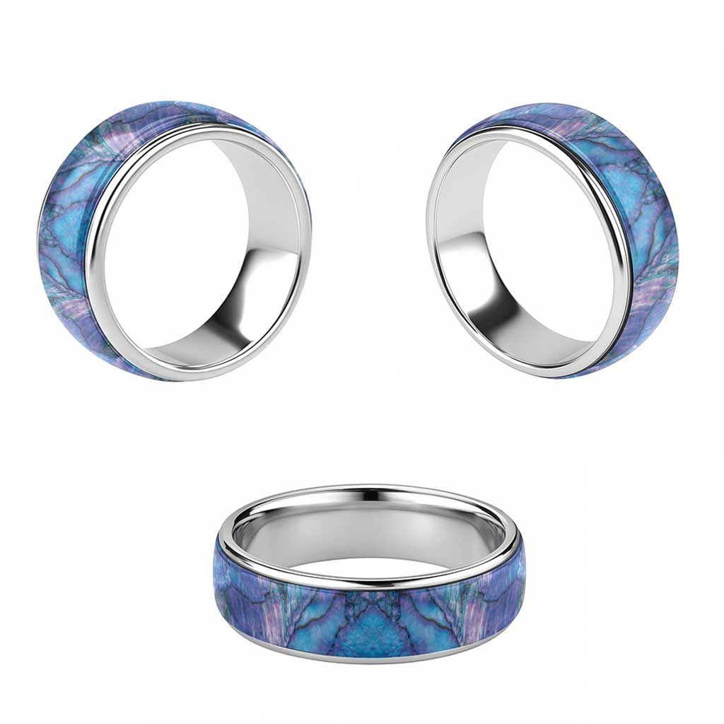 Lilac Paua Shell Pattern Unique Classic Ring - Polynesian Pride