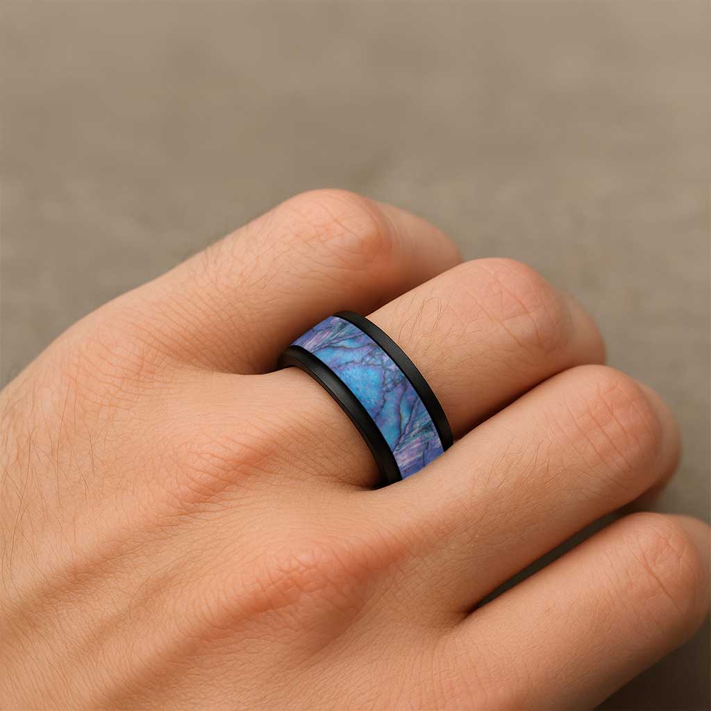 Lilac Paua Shell Pattern Unique Spinner Ring - Polynesian Pride