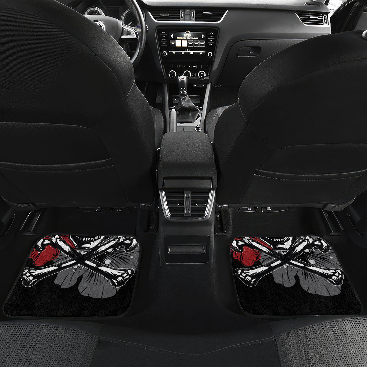 Hawaii Halloween Car Mats Hibiscus Skull Kakau Pattern LT01 - Polynesian Pride