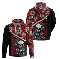 Hawaii Halloween Hoodie Hibiscus Skull Kakau Pattern LT01 - Polynesian Pride