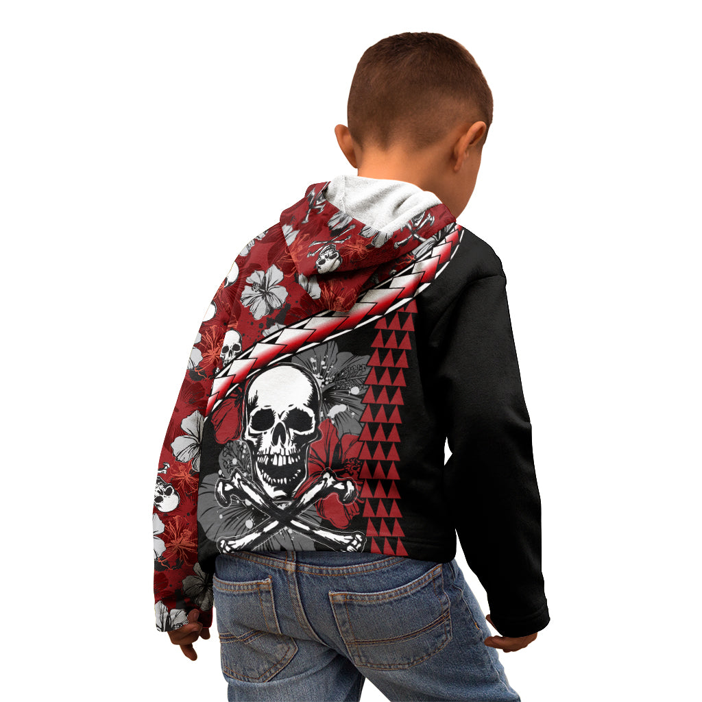 Hawaii Halloween Kid Hoodie Hibiscus Skull Kakau Pattern LT01 - Polynesian Pride