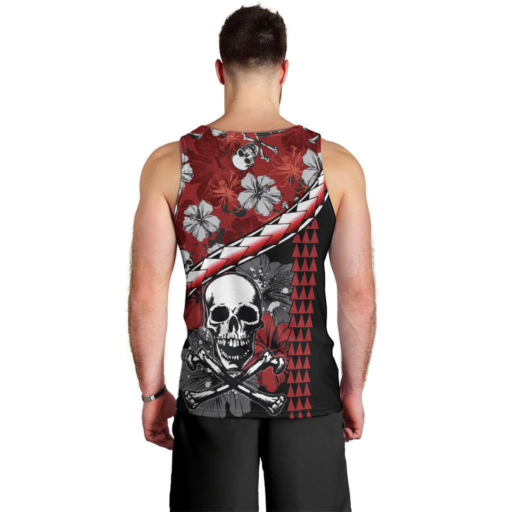 Hawaii Halloween Men Tank Top Hibiscus Skull Kakau Pattern LT01 - Polynesian Pride