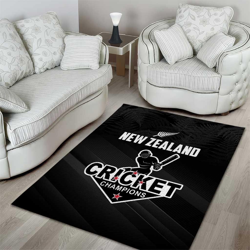 New Zealand Cricket Area Rug Aotearoa Black Cap Come On
