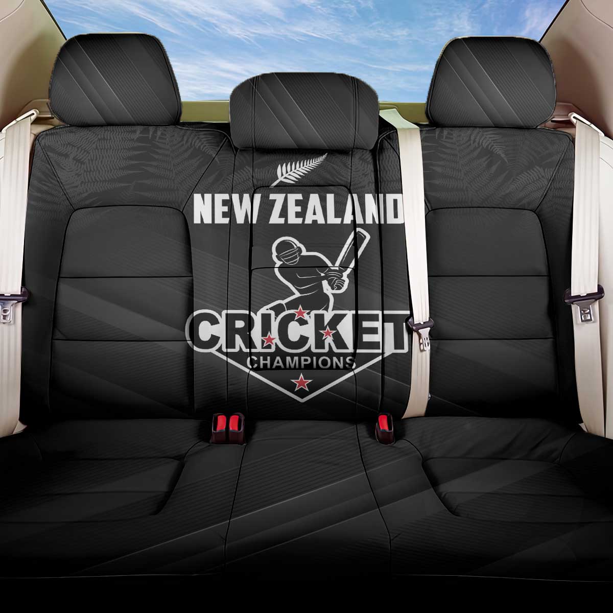 New Zealand Cricket Back Car Seat Cover Aotearoa Black Cap Come On LT01 One Size Black - Polynesian Pride