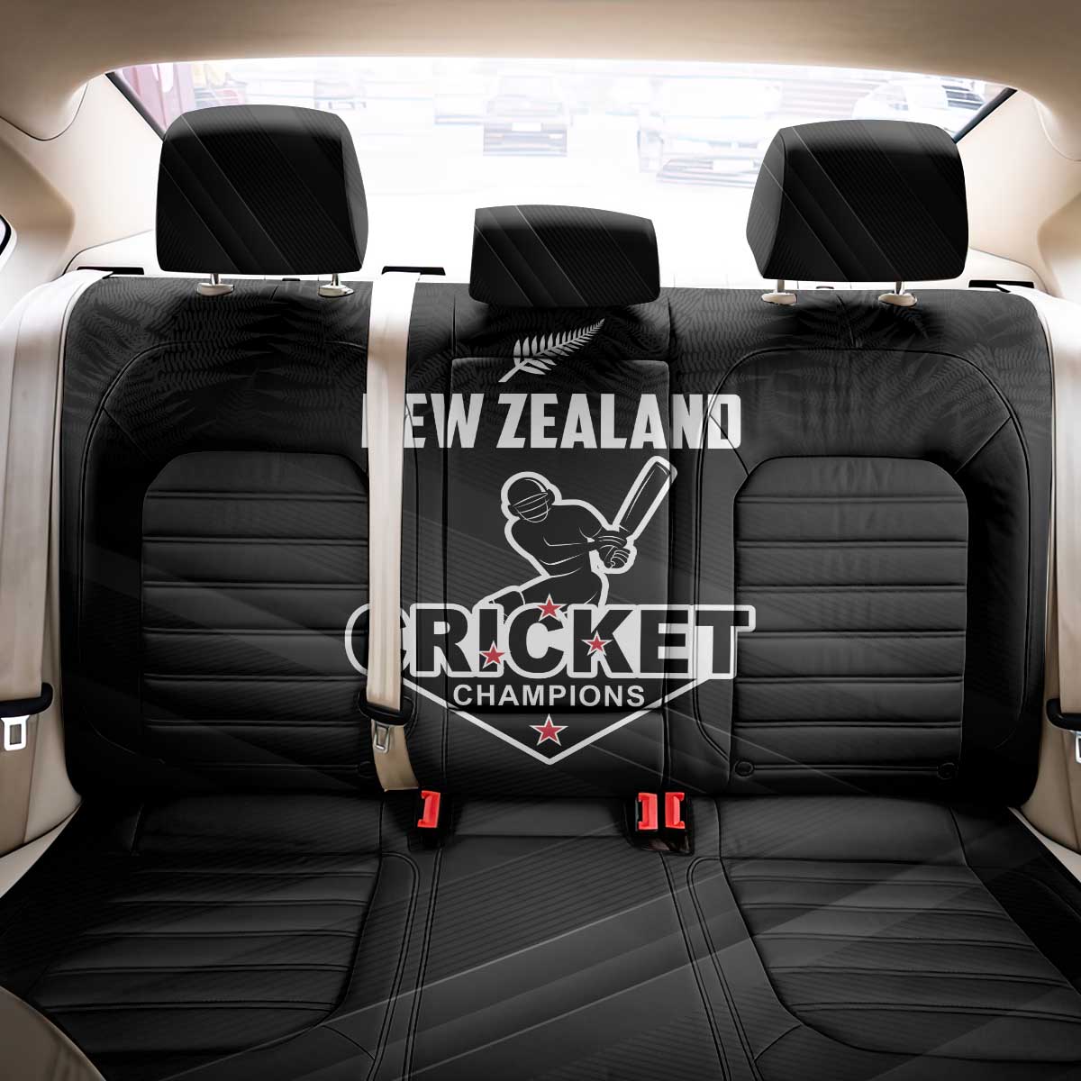 New Zealand Cricket Back Car Seat Cover Aotearoa Black Cap Come On LT01 - Polynesian Pride