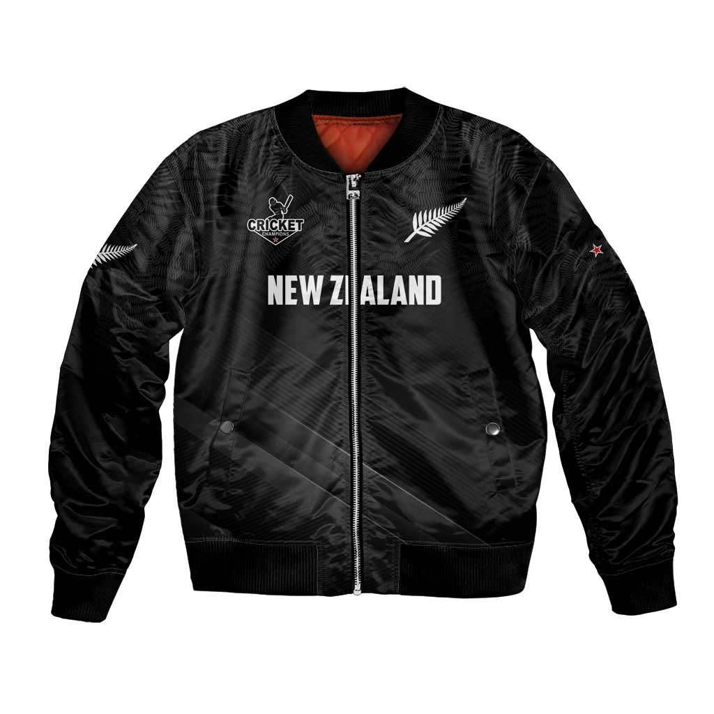 Custom New Zealand Cricket Bomber Jacket Aotearoa Black Cap Come On LT01 Unisex Black - Polynesian Pride