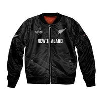 Custom New Zealand Cricket Bomber Jacket Aotearoa Black Cap Come On LT01 Unisex Black - Polynesian Pride