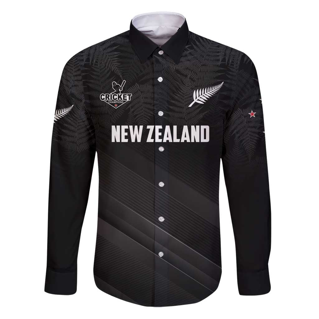 Custom New Zealand Cricket Family Matching Puletasi and Hawaiian Shirt Aotearoa Black Cap Come On LT01 Dad's Shirt - Long Sleeve Black - Polynesian Pride