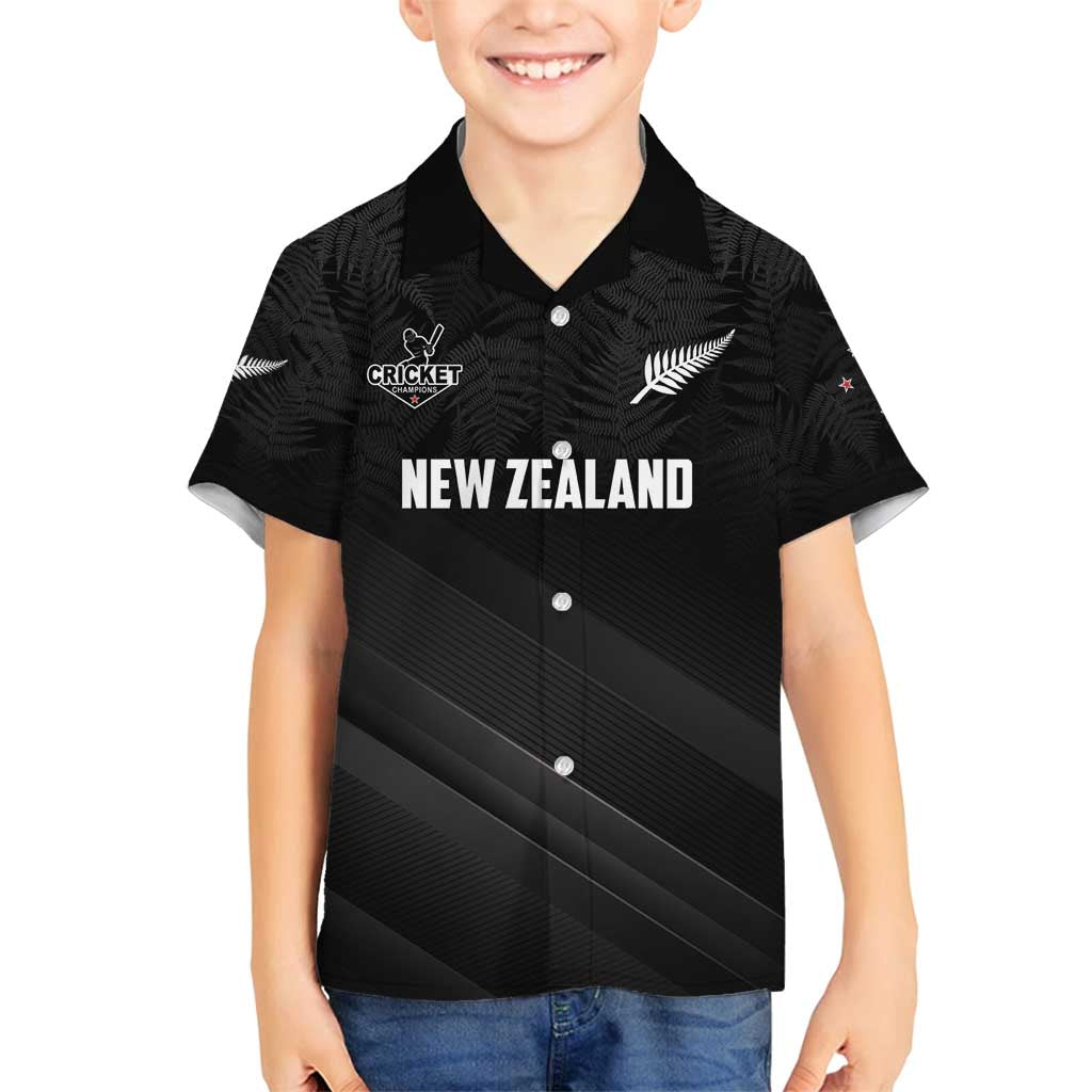 Custom New Zealand Cricket Family Matching Puletasi and Hawaiian Shirt Aotearoa Black Cap Come On LT01 Son's Shirt Black - Polynesian Pride