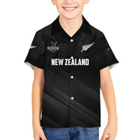 Custom New Zealand Cricket Family Matching Puletasi and Hawaiian Shirt Aotearoa Black Cap Come On LT01 Son's Shirt Black - Polynesian Pride