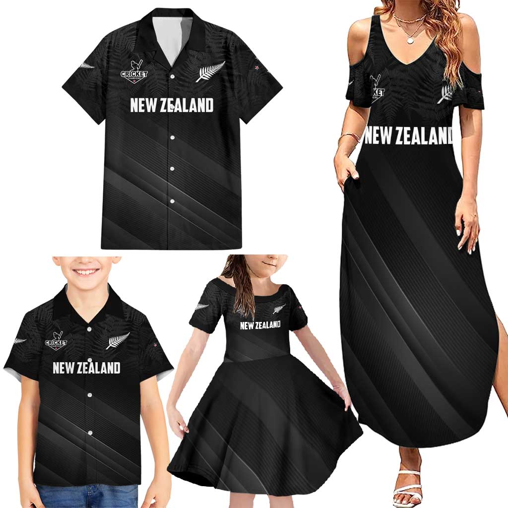 Custom New Zealand Cricket Family Matching Summer Maxi Dress and Hawaiian Shirt Aotearoa Black Cap Come On