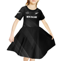 Custom New Zealand Cricket Kid Short Sleeve Dress Aotearoa Black Cap Come On LT01 - Polynesian Pride