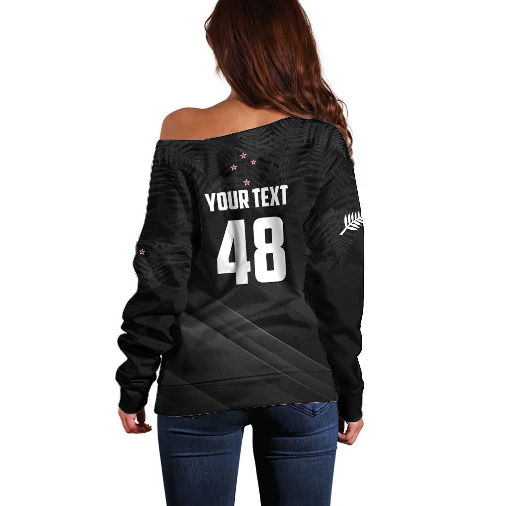 Custom New Zealand Cricket Off Shoulder Sweater Aotearoa Black Cap Come On LT01 - Polynesian Pride