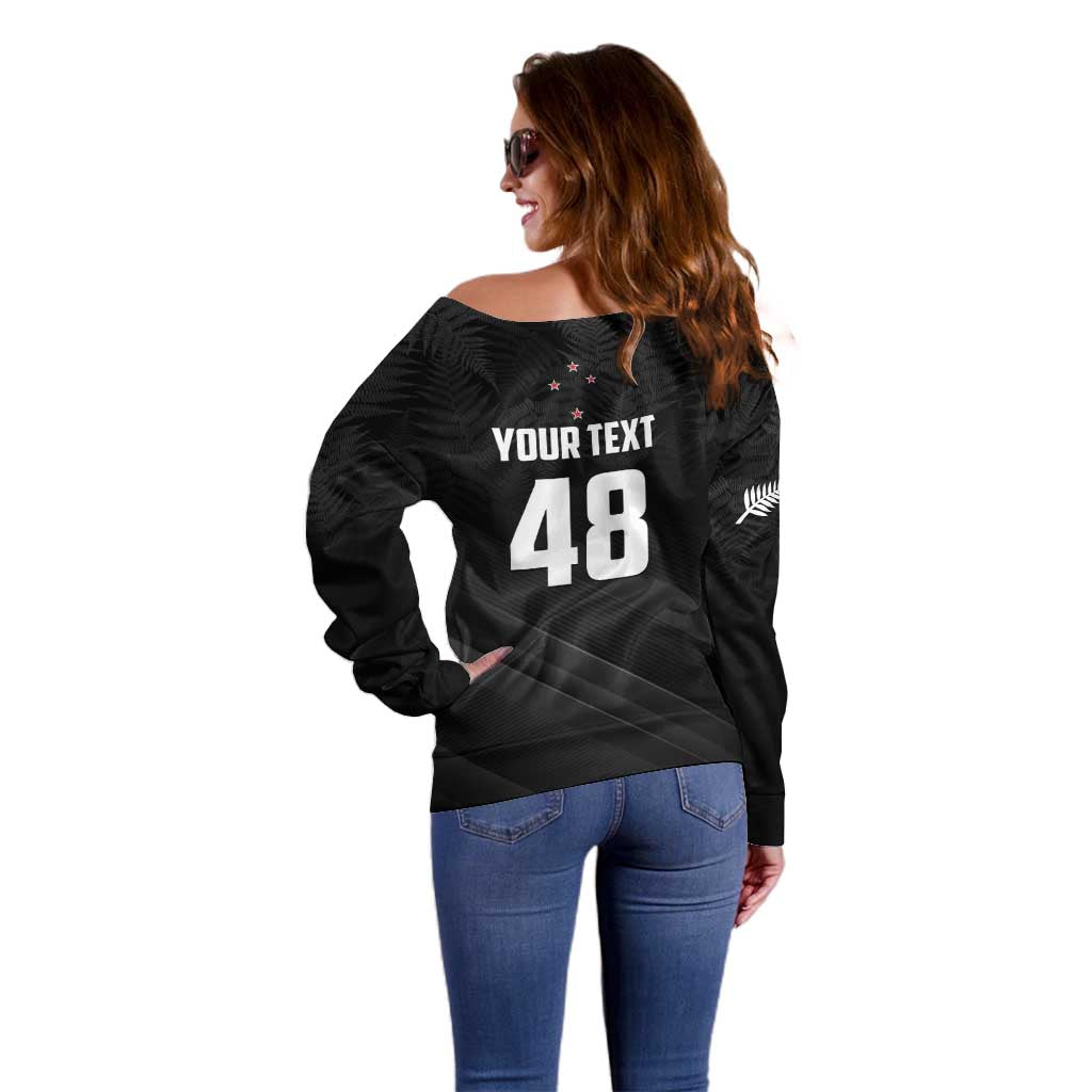 Custom New Zealand Cricket Off Shoulder Sweater Aotearoa Black Cap Come On LT01 - Polynesian Pride