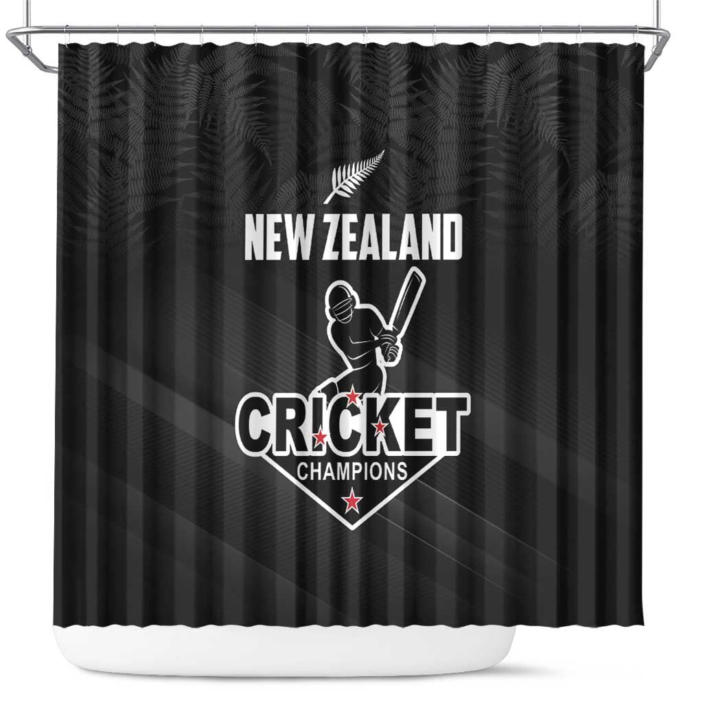 New Zealand Cricket Shower Curtain Aotearoa Black Cap Come On LT01 Black - Polynesian Pride