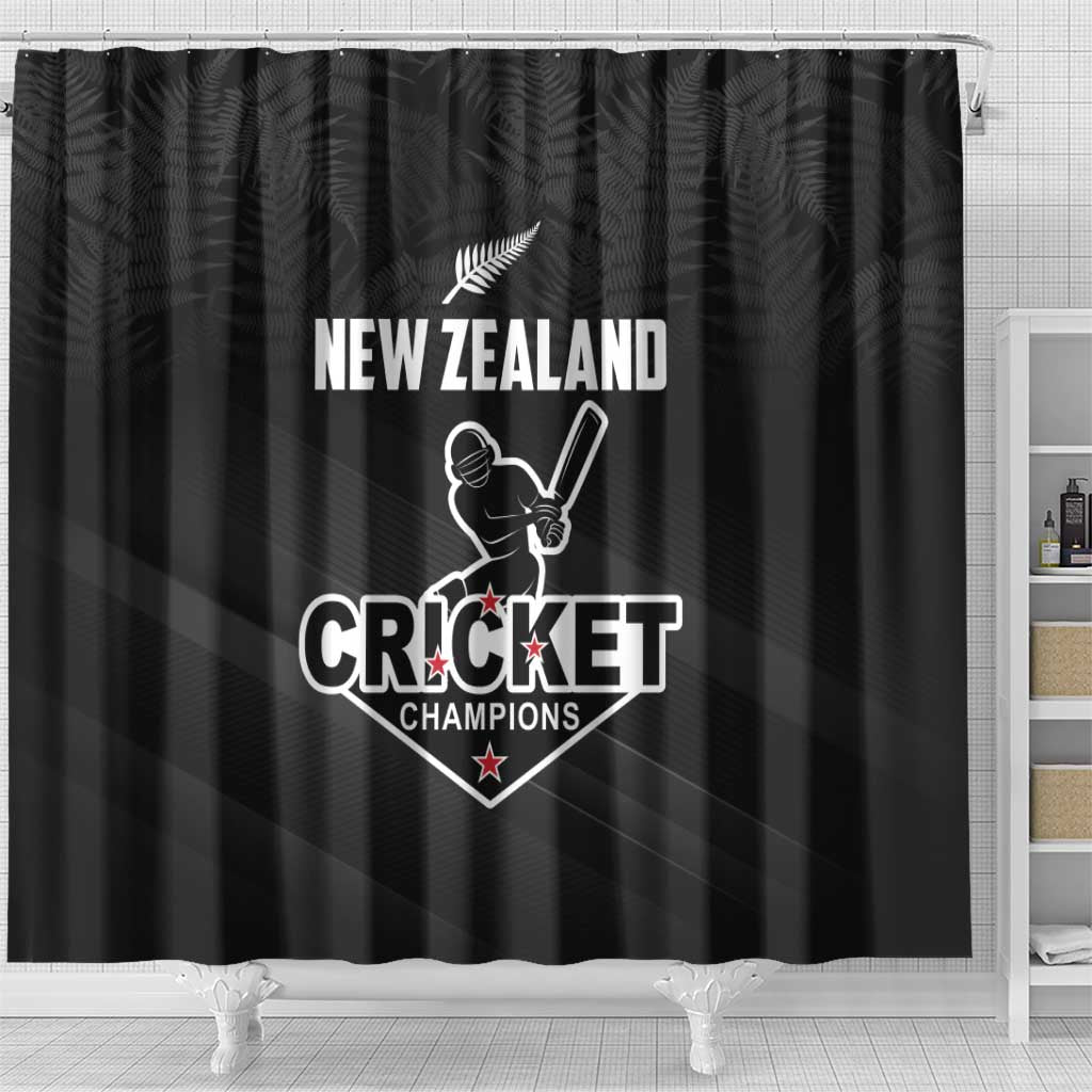 New Zealand Cricket Shower Curtain Aotearoa Black Cap Come On LT01 - Polynesian Pride