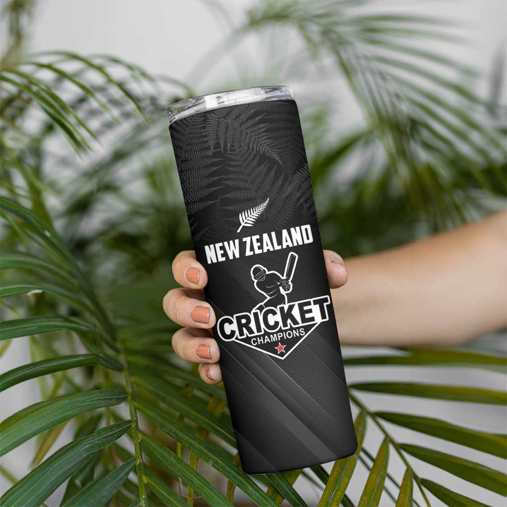 Custom New Zealand Cricket Skinny Tumbler Aotearoa Black Cap Come On