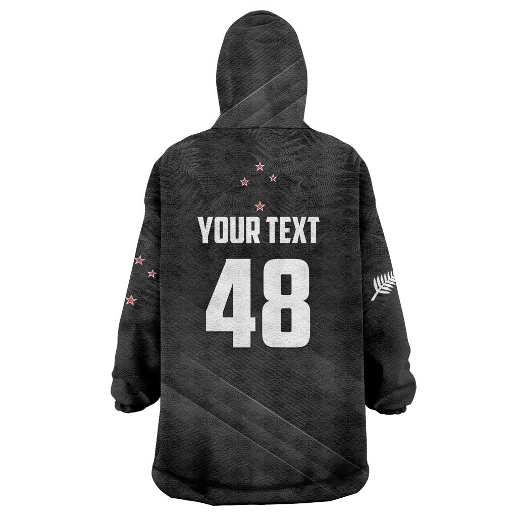 Custom New Zealand Cricket Wearable Blanket Hoodie Aotearoa Black Cap Come On LT01 - Polynesian Pride
