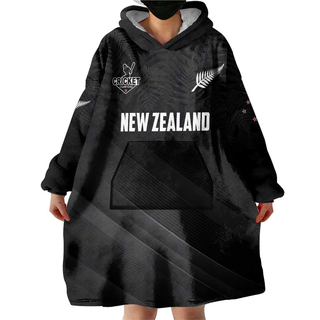 Custom New Zealand Cricket Wearable Blanket Hoodie Aotearoa Black Cap Come On LT01 - Polynesian Pride