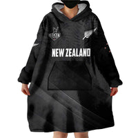 Custom New Zealand Cricket Wearable Blanket Hoodie Aotearoa Black Cap Come On LT01 - Polynesian Pride