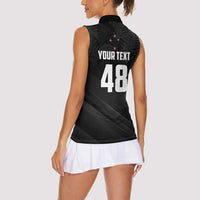 Custom New Zealand Cricket Women Sleeveless Polo Shirt Aotearoa Black Cap Come On