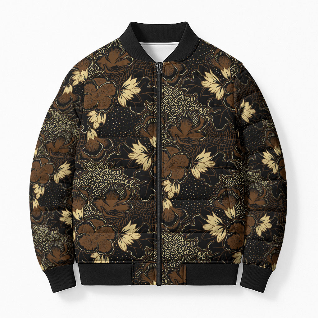 Javanese Batik Semen Bomber Puffer Jacket Indonesian Traditional Pattern