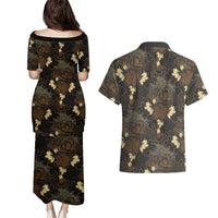 Javanese Batik Semen Couples Matching Puletasi and Hawaiian Shirt Indonesian Traditional Pattern