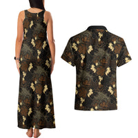 Javanese Batik Semen Couples Matching Tank Maxi Dress and Hawaiian Shirt Indonesian Traditional Pattern